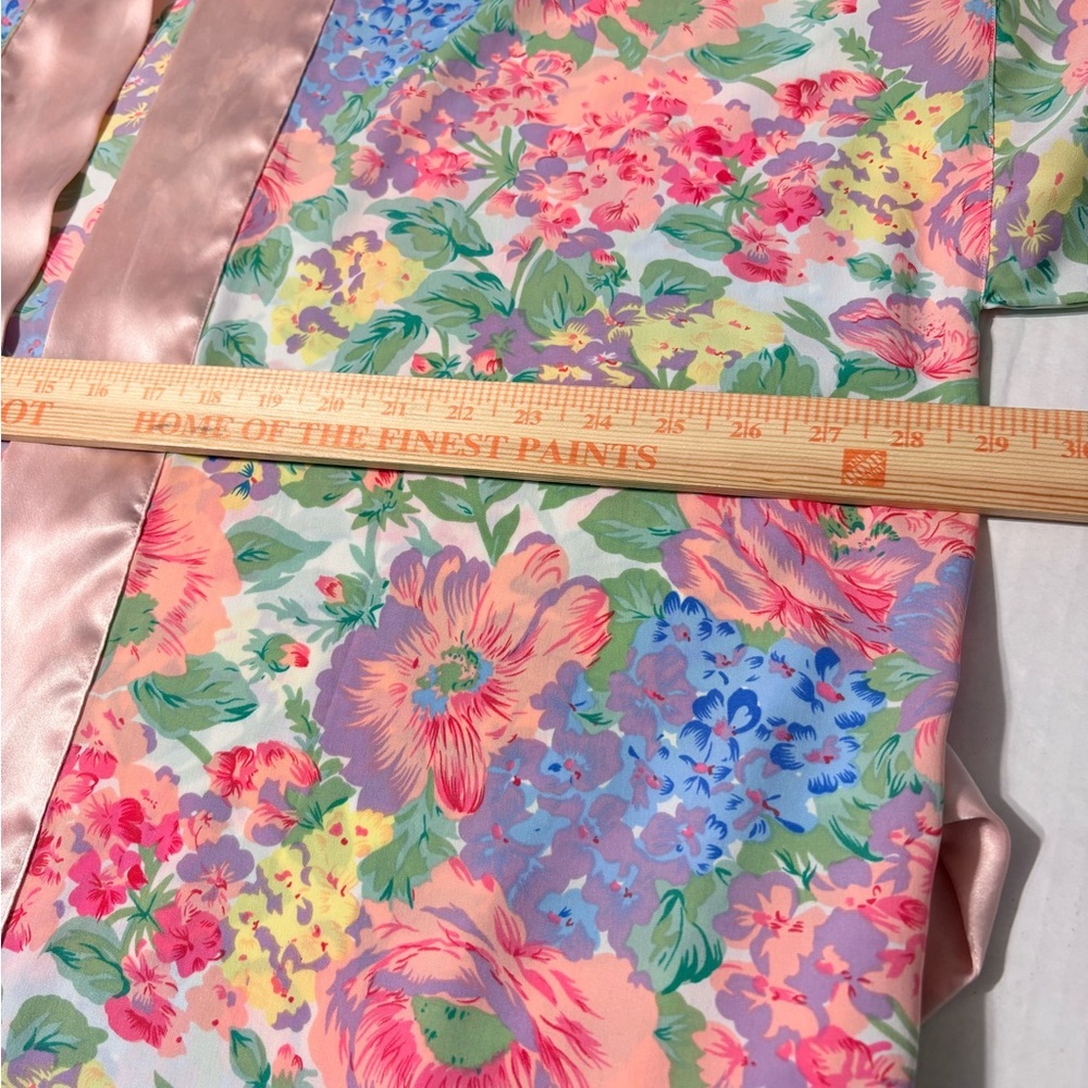 Vintage Victoria's Secret Gild Label Floral Satin Kimono Robe, Belt - Multicolor - Picture 10 of 11